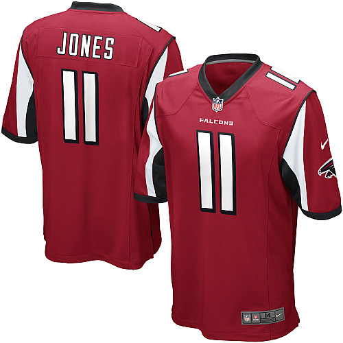 Men's Game Julio Jones Nike Jersey Red Home - #11 NFL Atlanta Falcons